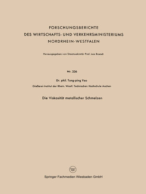 cover image of Die Viskosität metallischer Schmelzen